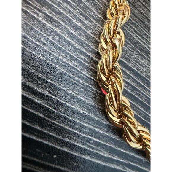 Vintage Signed Napier Gold Tone Shiny Rope Twist Chain Necklace 19IN - Picture 5 of 5